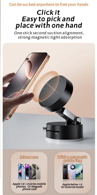 Vacuum Magnetic Folding Swivel Phone Stand – Double-Sided Suction Cup Holder, Universal Compatibility