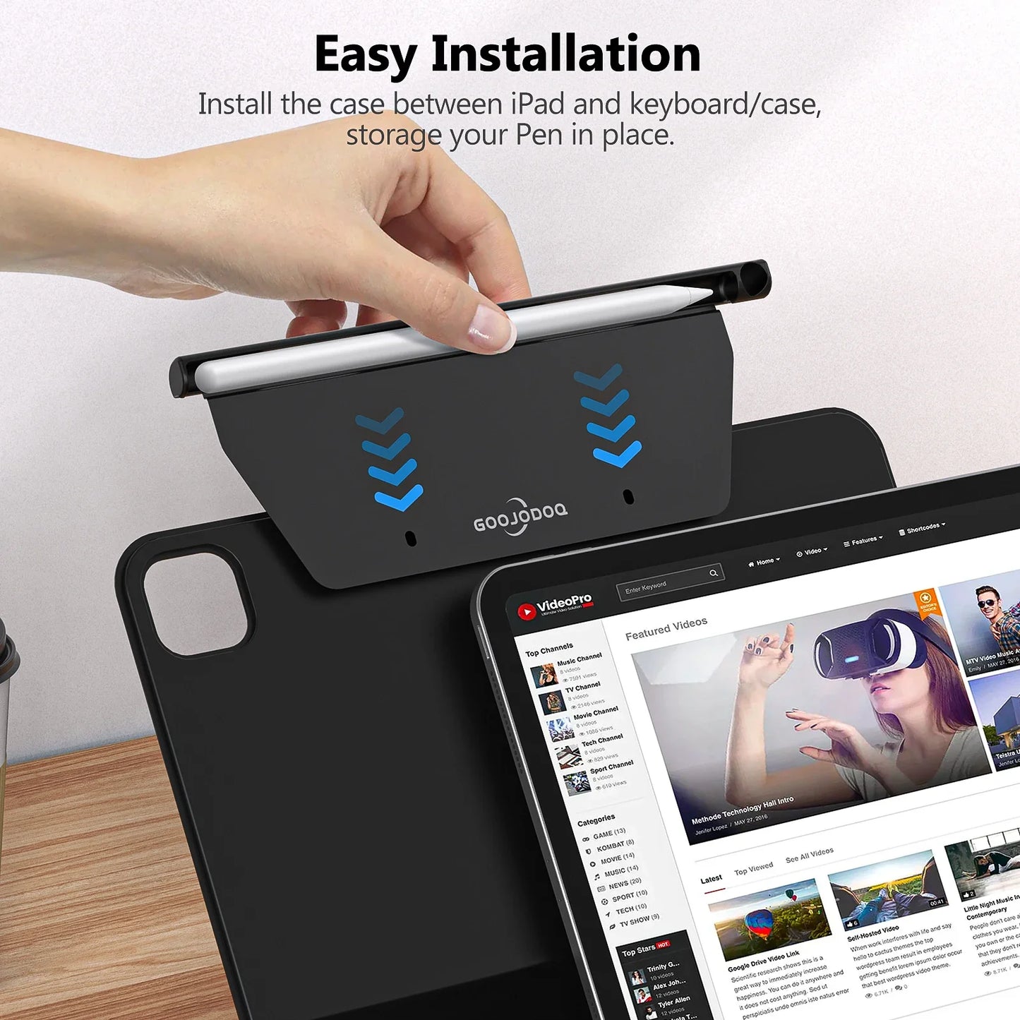 Smart Magic Keyboard Folio : Innovative Design for Apple with GOOJODOQ Magnetic Smart Folio - Includes Apple Pencil 1 & 2 Holder