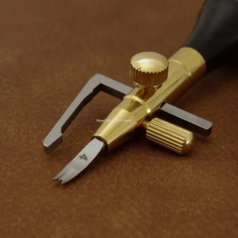 Adjustable Leather Grooving & Marking Tool – Multi-Function Cutter Head for DIY Leathercraft & Edge Carving
