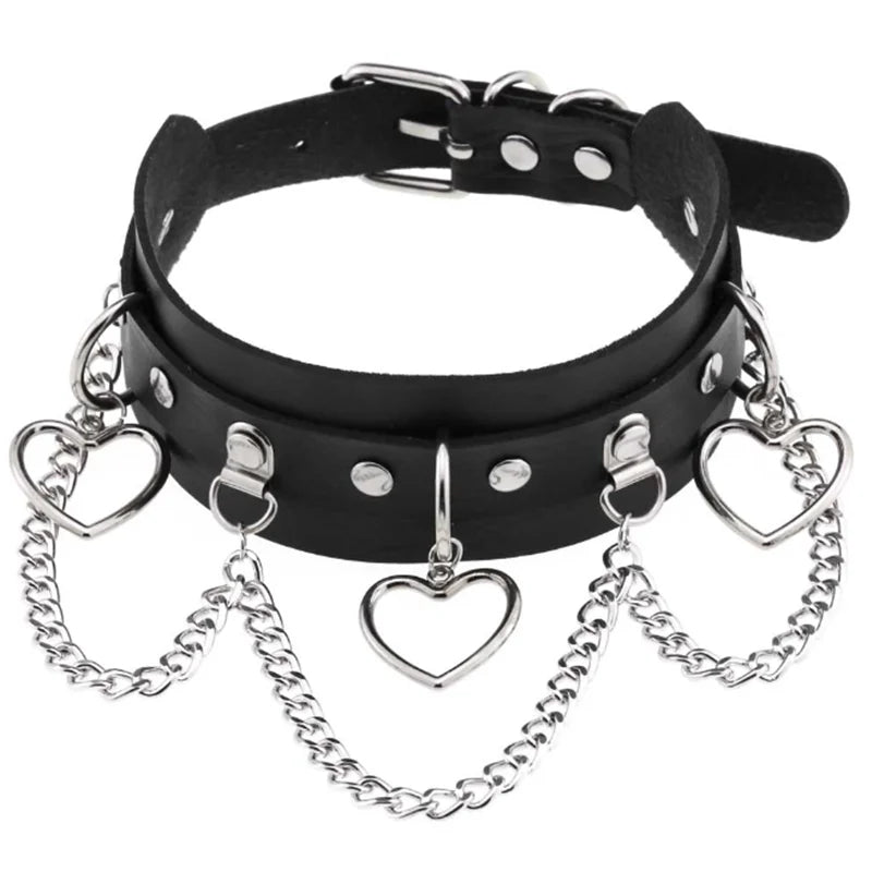 Harajuku Cosplay Rivet Star Punk Rock Gothic Collar — Sexy PU Leather Heart Cross Spike Choker Jewelry for Women