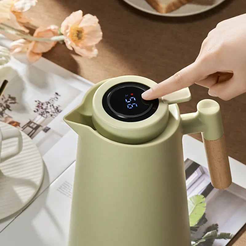 Large Capacity Insulation Kettle with Temperature Display - Household Thermos Bottle for Leakproof Insulation, One Key Temperature Display, and More