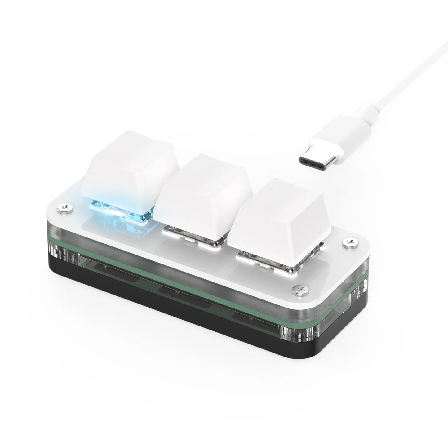 RGB Macropad Mini Programming Keyboard with Knob – Hot Swappable 3-Key Custom Gaming & Photoshop Controller