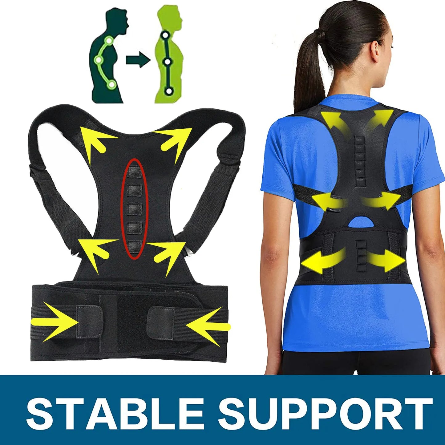 Back Waist Posture Corrector — Adjustable Lumbar Brace & Spine Support Vest for Adults | Comfortable Back Pain Relief Trainer