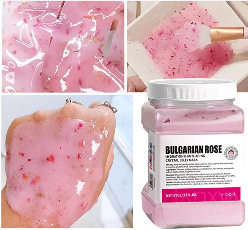 650g Arbutin Rose Jelly Peel-Off Face Mask Powder – Vitamin C Hyaluronic Acid & 24K Gold Mud Skin Care Mask