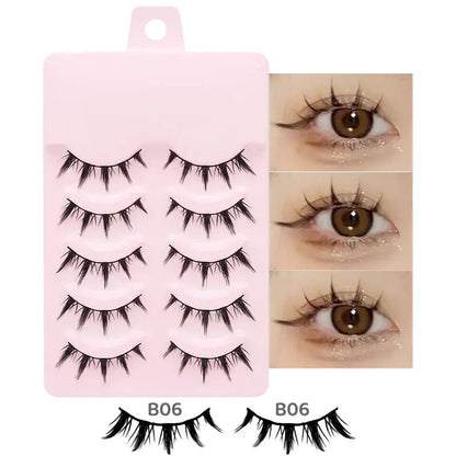 DINGSEN 5 Pairs Manga Style False Eyelashes — Soft, Natural, Long Anime Wispy Strip Lashes for Makeup