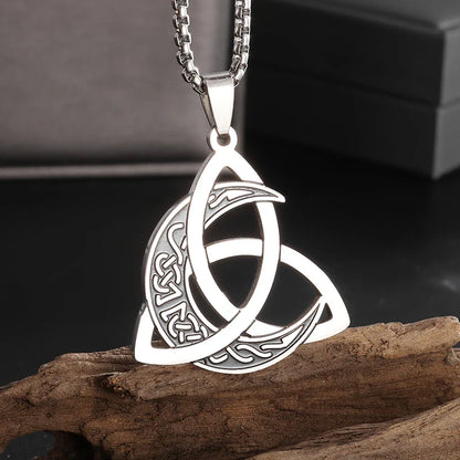Witch Knot Necklace – Stainless Steel Magic Celtic Knot Pendant, Pagan Witchcraft Symbols, Jewelry Gift for Women