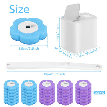 18/36pcs Toilet Brush Set – Long Handle Bathroom Cleaning Brush with Disposable Replacement Heads for Home WC Accessories
