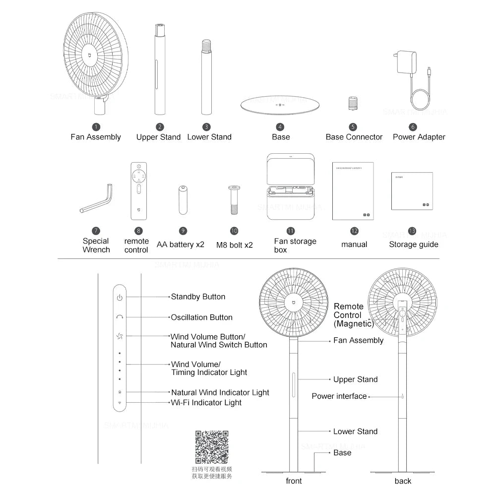 MIJIA DC Inverter Floor Fan Pro - Smart Ultra-Thin Retractable Standing Fan with 100 Airflow Settings