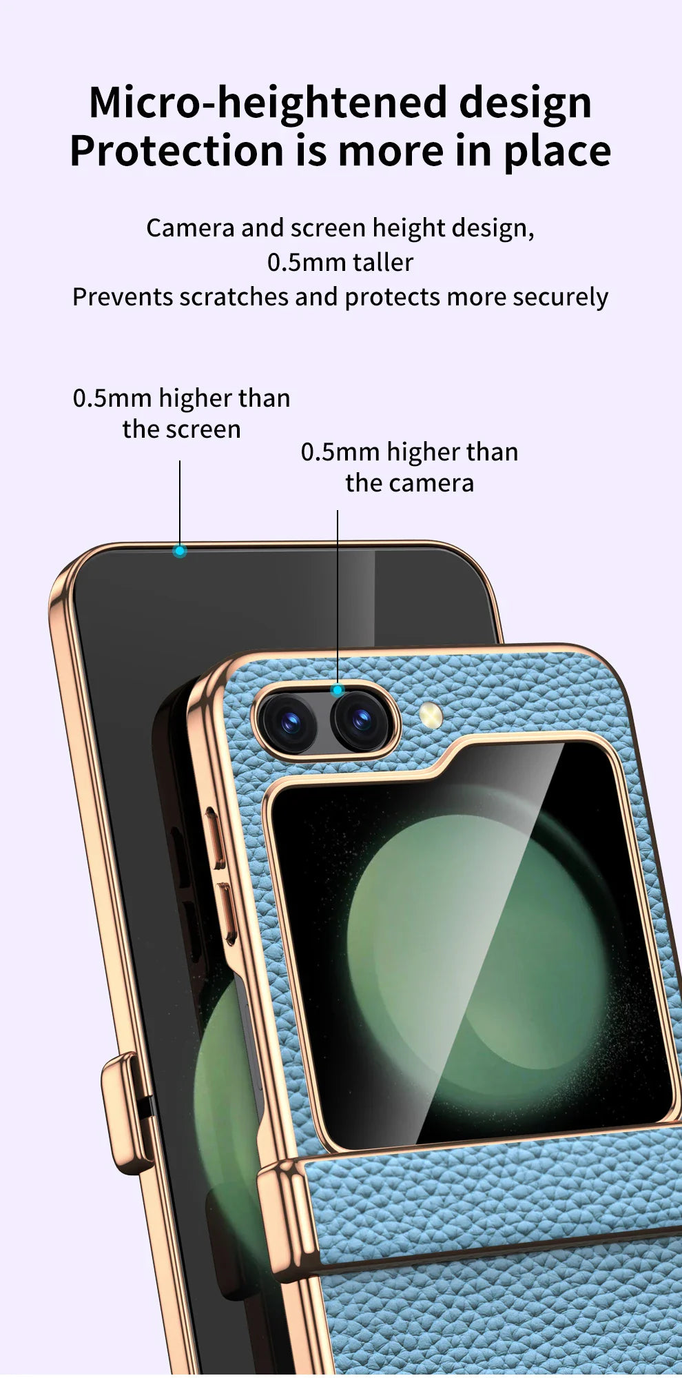 Cowhide Leather Samsung Galaxy Z Flip Case — Luxury Hinge Protection Cover with Tempered Glass for Flip 5/6/7