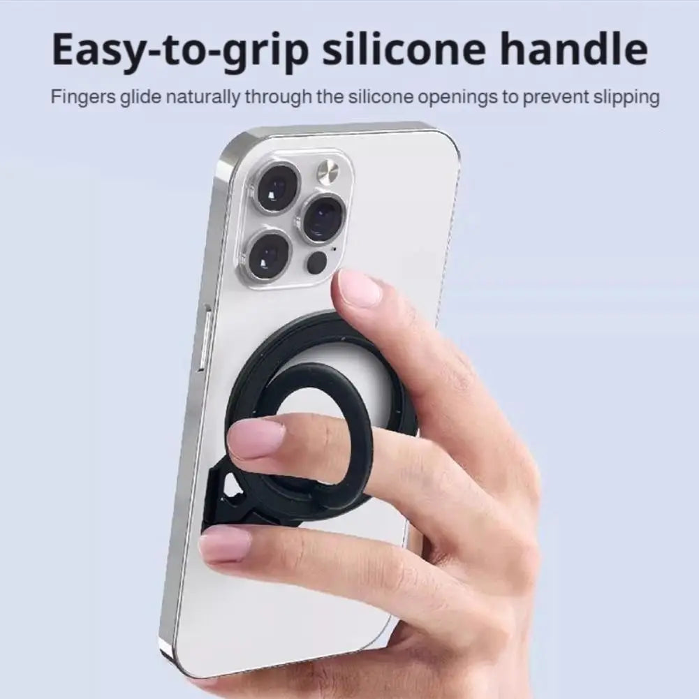 Foldable Magnetic Finger Phone Holder - Rotating Portable Phone Stand