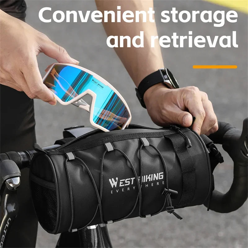 WEST BIKING Large Capacity Bike Front Bag: Waterproof Multifunction Cycling Handlebar Storage for Road and MTB Bicycles