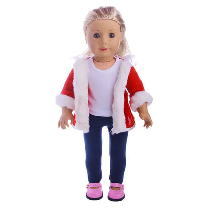 Pop Doll Christmas Outfit — Dress, Top & Pants Set for 18-Inch American and 43CM Reborn Baby Dolls, Our Generation Girl’s Toy Accessories