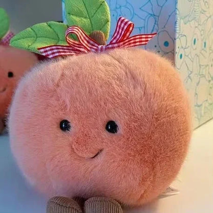 Kawaii Peach with Legs Doll – Smiling Face Fruit Cosplay Cushion, Sofa Decor, Perfect for Kids' Birthday Gifts