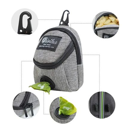 Portable Dog Training Treat Bag - Outdoor Pet Dog Treat Pouch for Puppy Snack Reward - Includes Waist Bag and Poop Bag Dispenser - Essential Pet Accessories