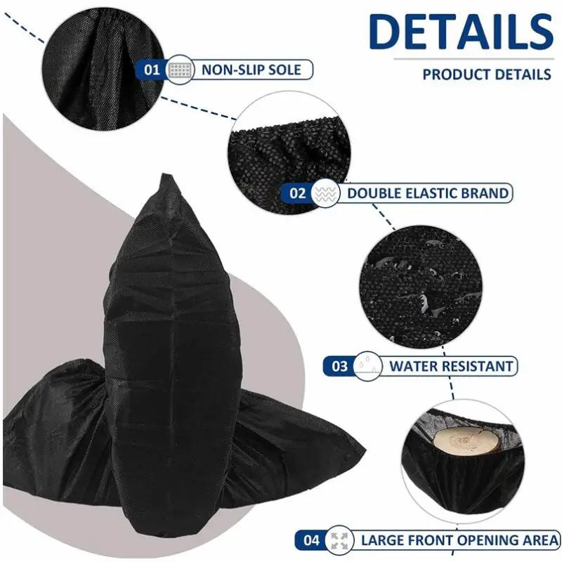 100 Count Disposable Boot & Shoe Covers - Non-Slip Foot Booties for Indoor/Outdoor Use, Home & Workplace Protection
