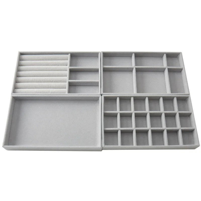 Velvet Jewelry Organizer Tray – Ring, Bracelet & Necklace Storage Box Display Drawer Organizer for Jewelry Showcase & Storage