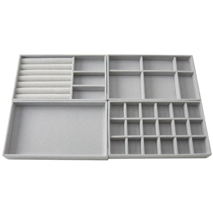 Velvet Jewelry Organizer Tray – Ring, Bracelet & Necklace Storage Box Display Drawer Organizer for Jewelry Showcase & Storage