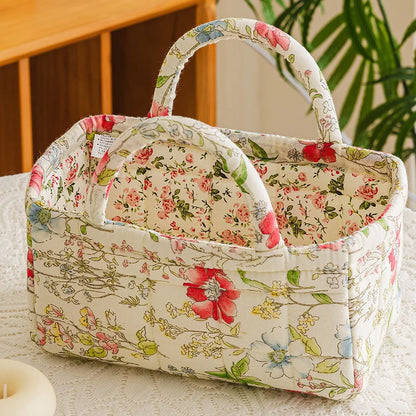 Thickened Cotton Fabric Storage Basket – Small Size Home Organizer for Cosmetics, Toys & Snacks, Household Cloth Storage Bin