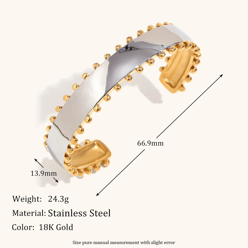 La.Muses Mix Color Round Bead Jewelry Set – Stainless Steel Earrings, Ring & Bracelet High-End Fashion Gift for Women