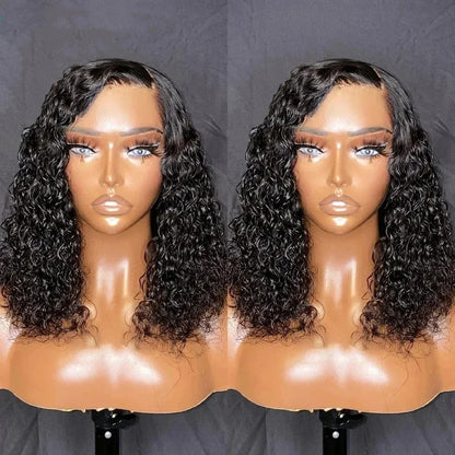 Wear and Go Water Wave Bob Lace Wig – Curly 6x4 Glueless Human Hair, 4x4 Ready-to-Go Pre-Cut Lace Wig for Women