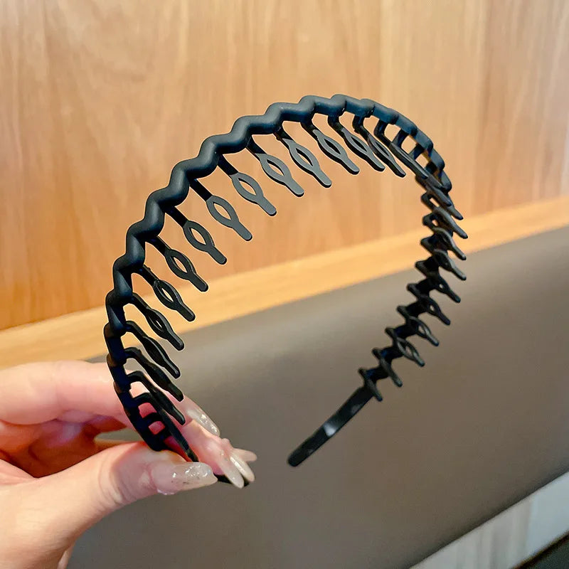 Elegant Solid Color Wave Hairbands for Women – Toothed Non-slip Hair Combs, Face Wash & Sports Headbands, Hair Accessories for Girls