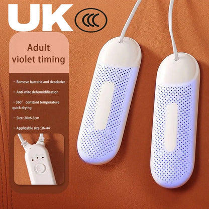 Portable Electric Shoe Dryer & Freshener – UV Dehumidifier for Footwear & Socks, Timed, EU/US/UK Compatible