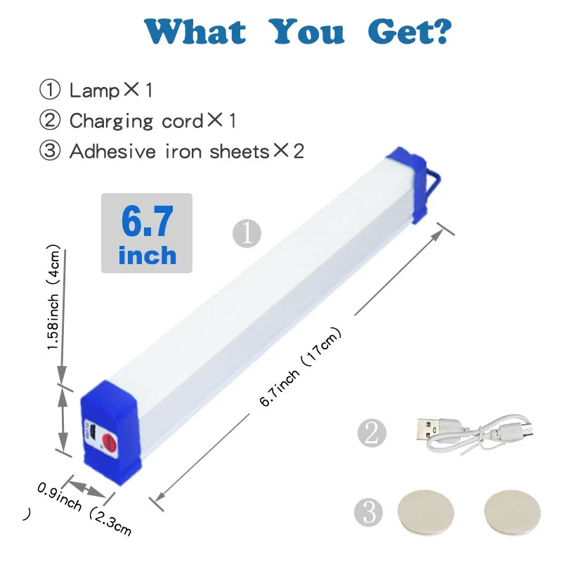 LED Rechargeable USB Lamp Tube – 5V Portable Magnetic Emergency Light for Camping, Outdoor, Vehicle & Night Market Use