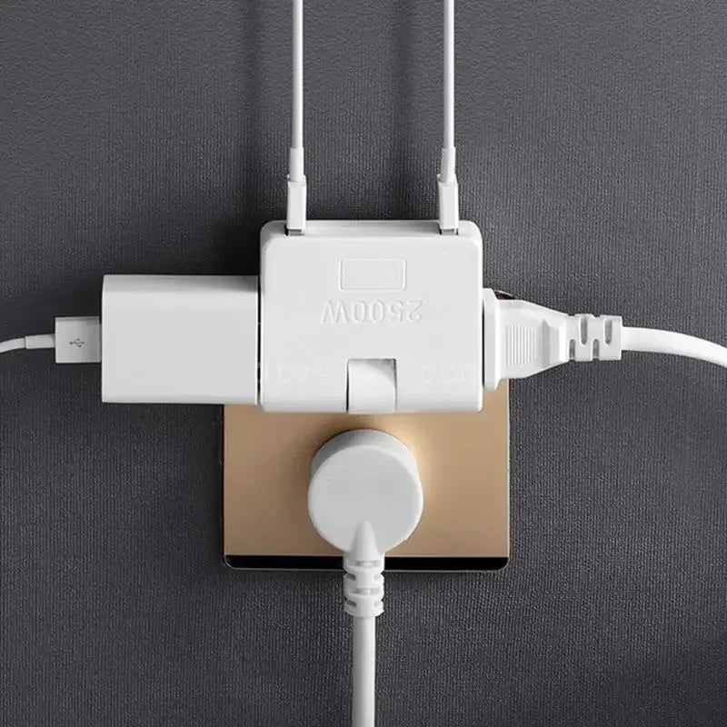 180° Rotatable Socket Converter – 3/4 in 1 Multi Plug Extension with USB, Mini Wireless Power Outlet Adapter