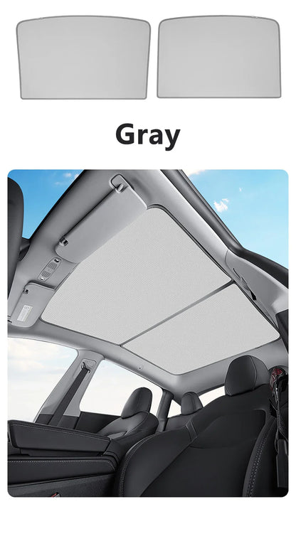 Split Sunshade for Tesla Model 3 (2017-2023) & Model Y – Front & Rear Sunroof Windshield Skylight Glass Roof Cooling Shade