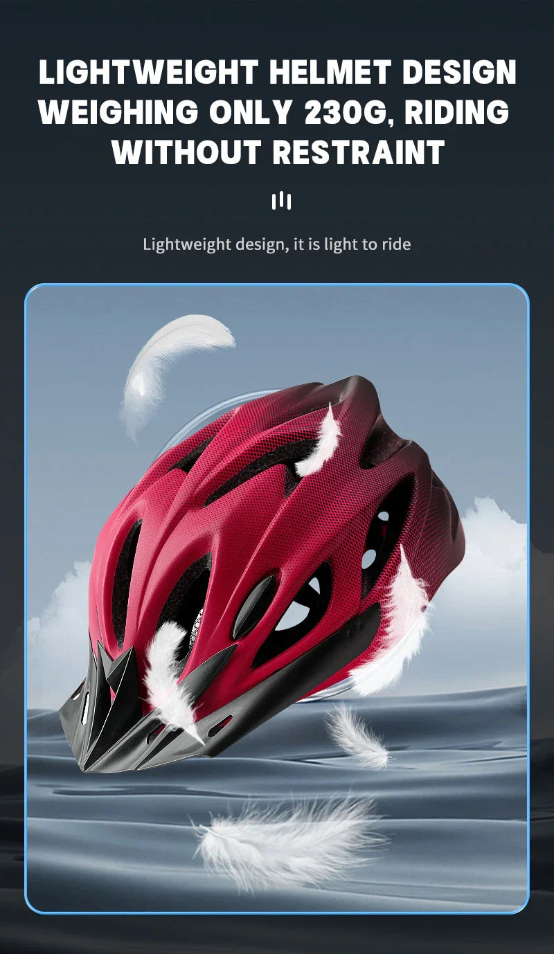 X-TIGER Cycling Helmet – Ultralight MTB Bike Helmet with LED Lights, Integrally-Molded Sports Safety Hat & Goggles Visor