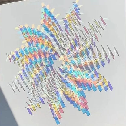 Mini Rainbow Holographic Acrylic Tiles - Decorative Double-Sided Craft Squares