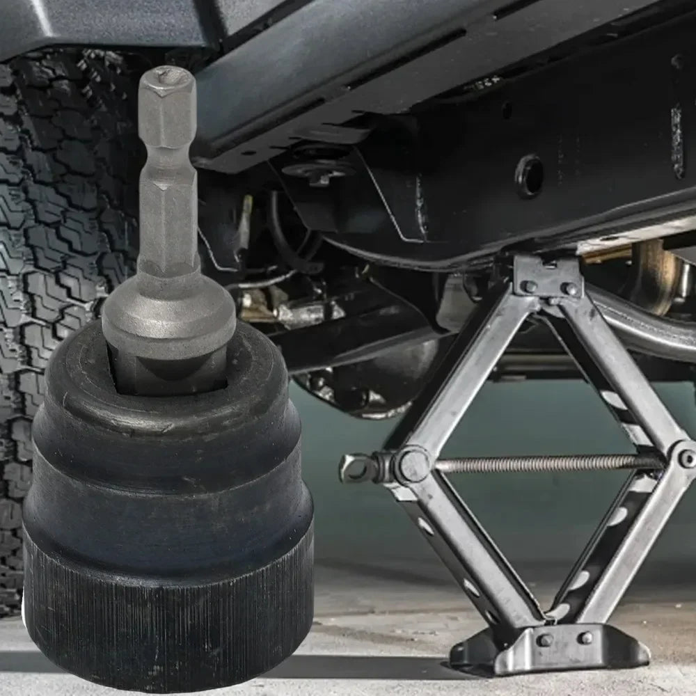 Scissor Jack Adapter Socket — Universal Chrome Vanadium Steel Tool for Electric Impact Drill & Car Jack Lifting
