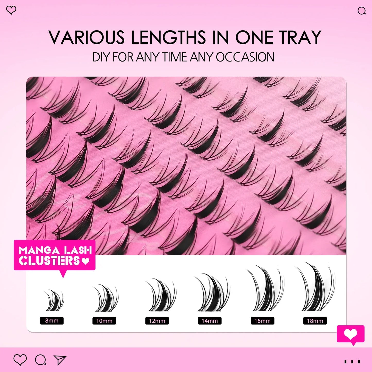 WOSHEER Manga Lash Clusters Kit – Clear Fairy Wet-Look Spiky Individual Anime Eyelashes