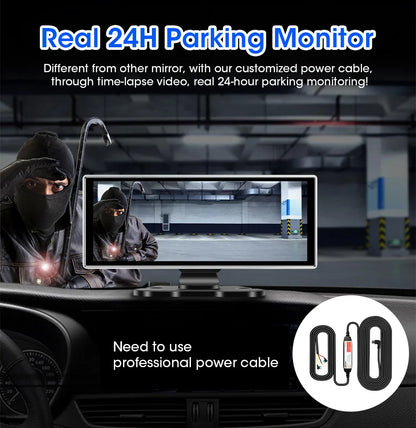11.26" 4K Car DVR Dash Cam — Wireless CarPlay & Android Auto, Dual Lens Video Recorder with AI Screen, GPS Navigation, HD Dashboard Monitor