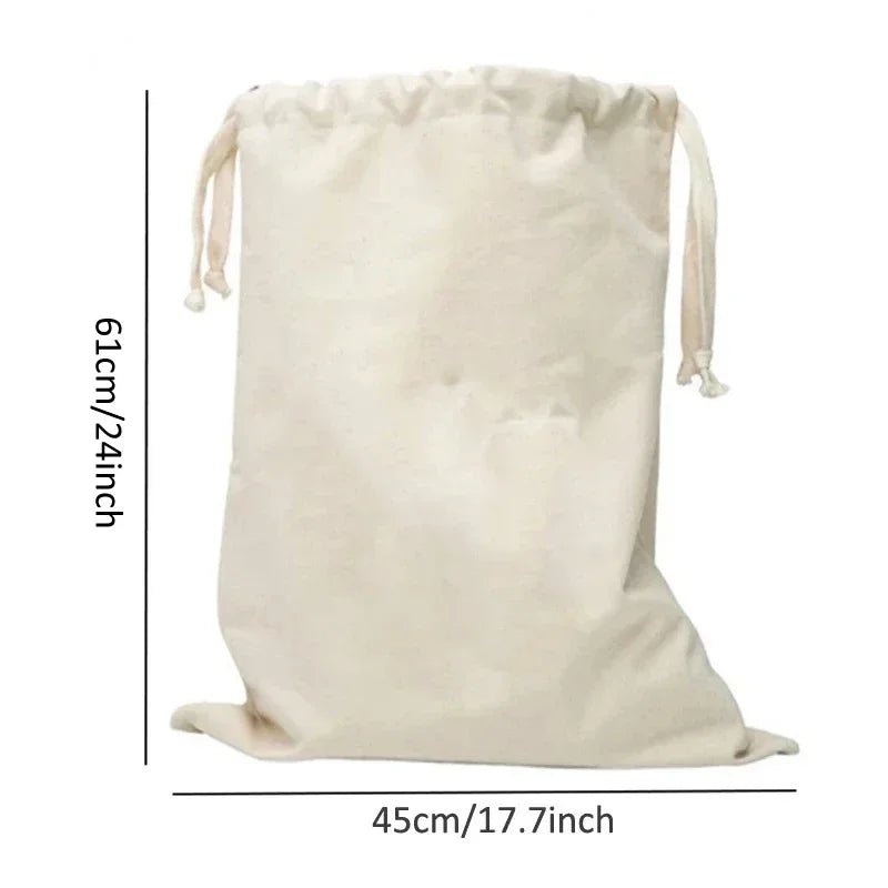 Large Cotton & Linen Laundry Bag — Drawstring Duffle Bag for Clothes & Toy Storage