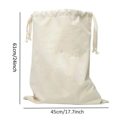 Large Cotton & Linen Laundry Bag — Drawstring Duffle Bag for Clothes & Toy Storage
