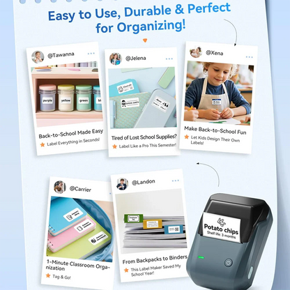 NIIMBOT B1 Portable 2-Inch Thermal Label Printer with Adhesive Tapes Bluetooth Mini Sticker Maker for Smartphone & PC