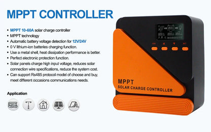 EASUN MPPT Solar Charge Controller — 10A-60A Regulator for 12V/24V Battery, 100V PV Input