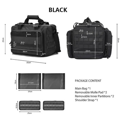 Gun Range Storage Bag Molle Tactical Case – Outdoor Hunting & Shooting Accessory, Pistol Tool Shoulder Pack, Nylon Sniper Bag (Black)