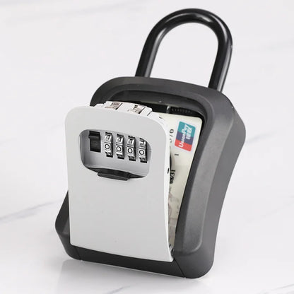 4 Digit Code Key Box – Waterproof Outdoor Password-Protected Storage with Steel Wire Hook for Key Hanging and Security