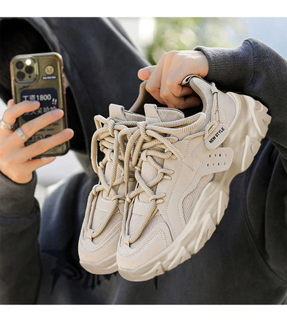Men's Breathable Casual Sneakers - Thick Soled Soft Soles Tennis Shoes for Outdoor Running & Comfort