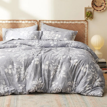 Bedsure 7-Piece Floral Comforter Set – Reversible Botanical Bedding with Sheets, Pillowcases & Shams