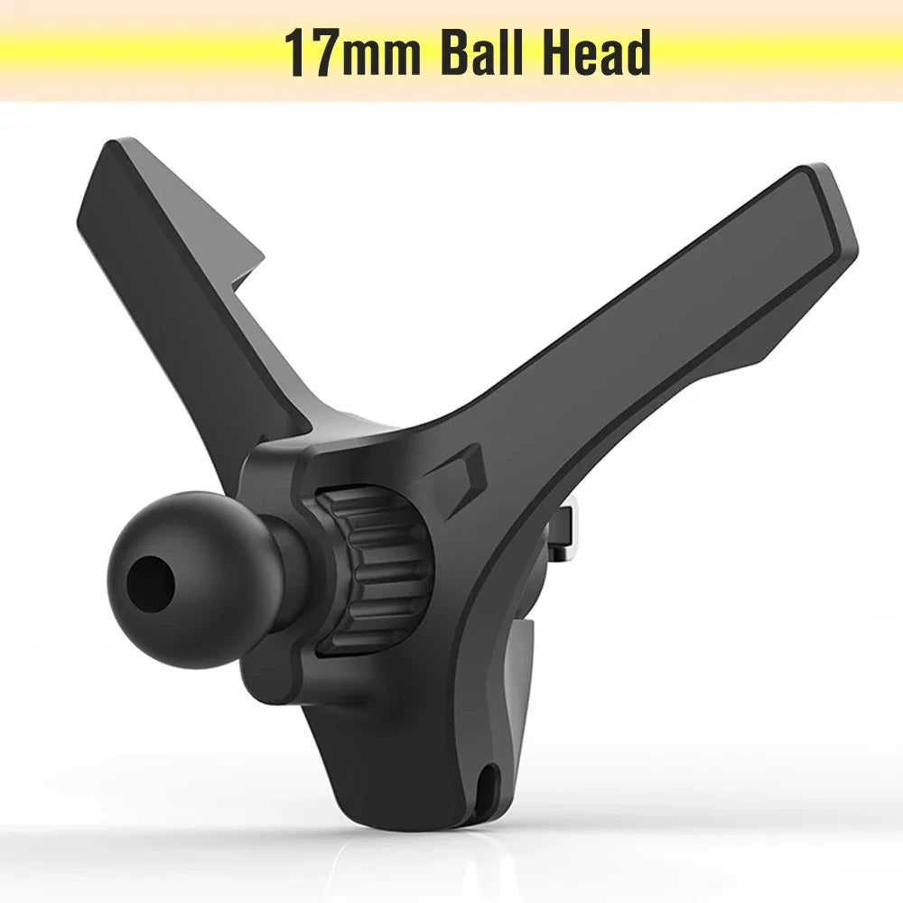 17mm Ball-Head Car Air Vent Clip — Universal Air Outlet Phone Holder Hook Clamp for Mobile & GPS