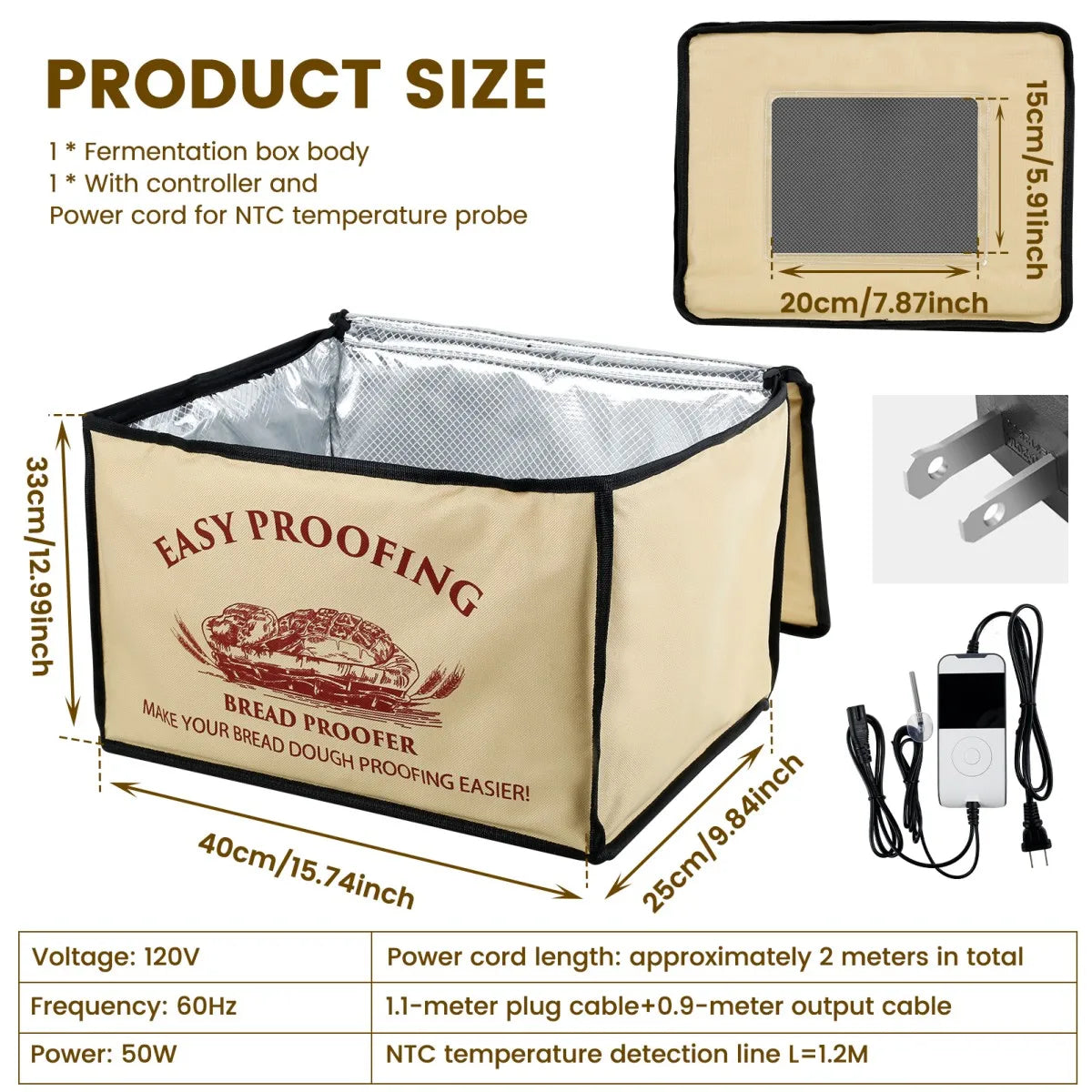 Versatile Dough Proofer with Heater – Temperature-Controlled, Collapsible Dough Proofing Box with Timer for Bread Making