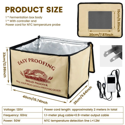 Versatile Dough Proofer with Heater – Temperature-Controlled, Collapsible Dough Proofing Box with Timer for Bread Making