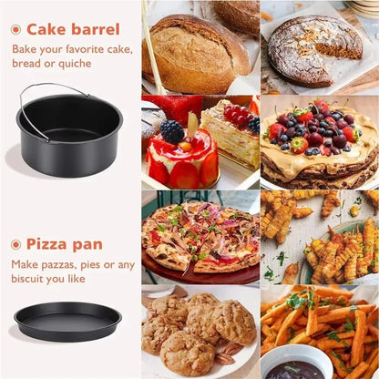 Non-Stick Cake Pan - 6/7/8 Inch Oven & Air Fryer Bakeware with Handles for Pizza, Cakes & Desserts