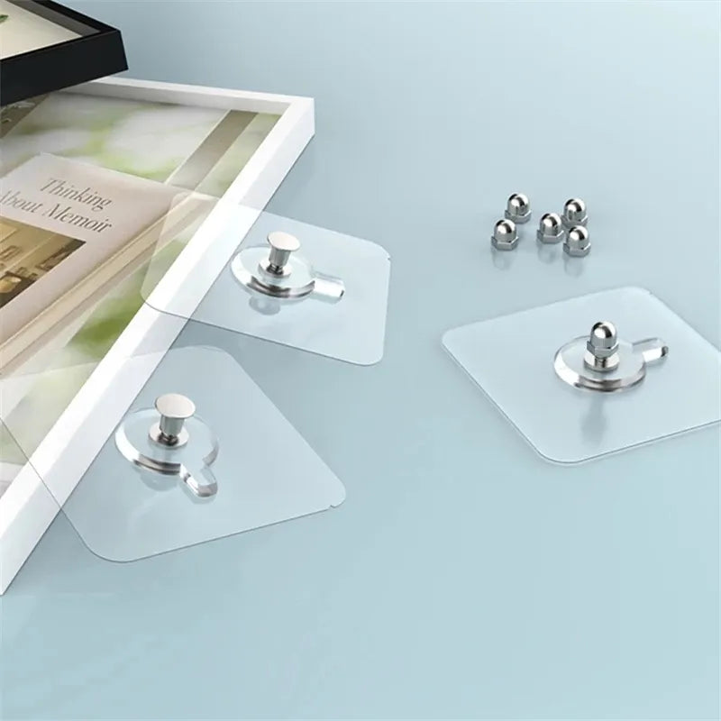 6Pcs PVC Strong Adhesive Nails Hooks - Waterproof, Transparent, and Durable Wall Hooks for Kitchen, Bathroom, and More