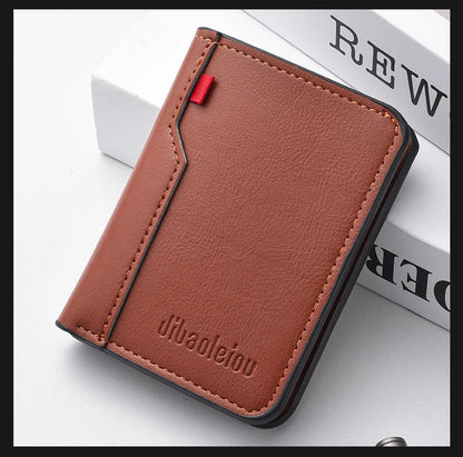 Ultra-Thin Mini PU Leather Credit Card Wallet – High-Quality Vertical Men’s Wallet Holder