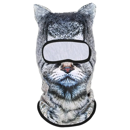 3D Cat Ski Balaclava - Cute Animal Face Covering Full Face Hood Mask for Motorcycle, Skiing & Snowboarding