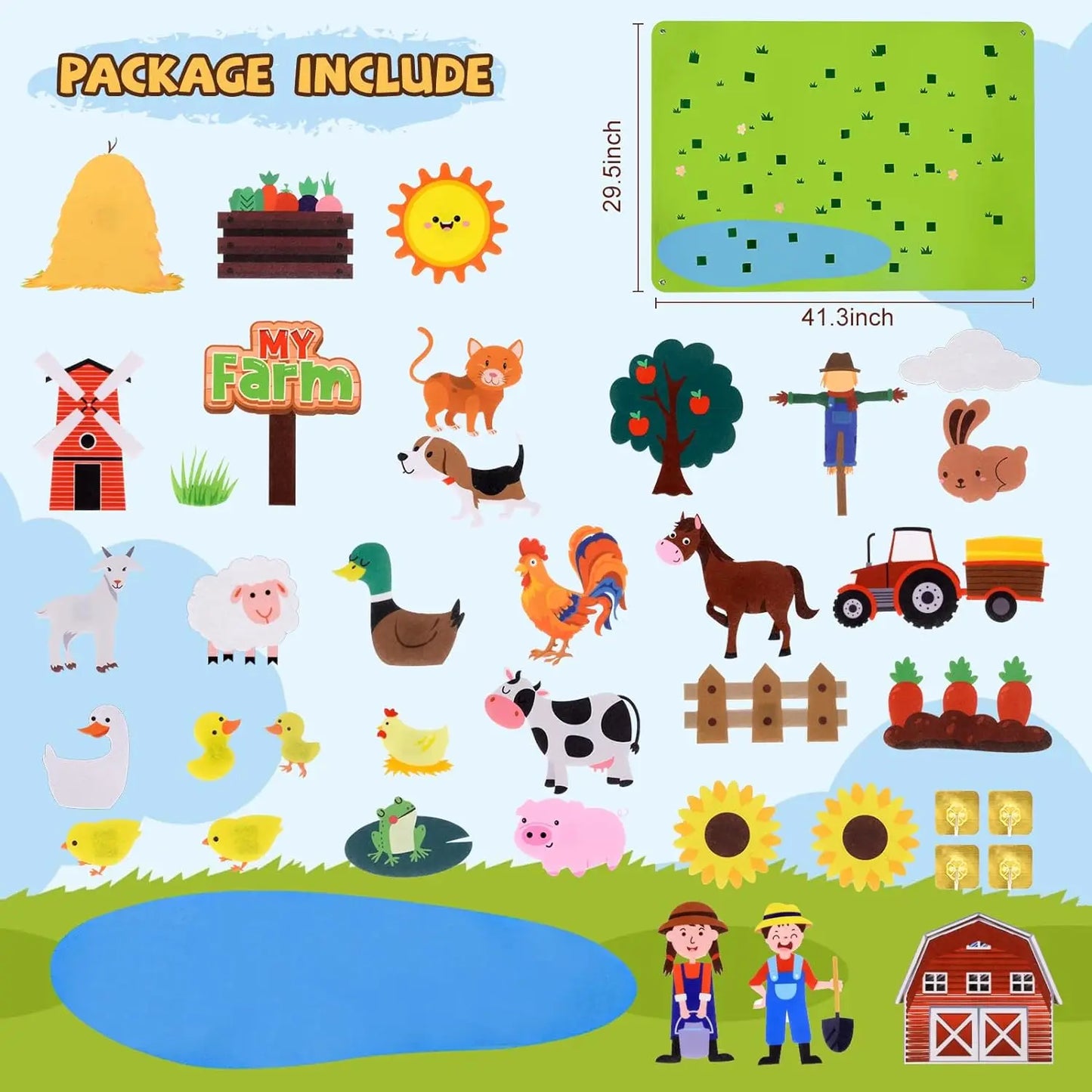 Farm Animals Felt Story Board Set – Interactive Early Learning Wall Puzzle Toys for Toddlers
